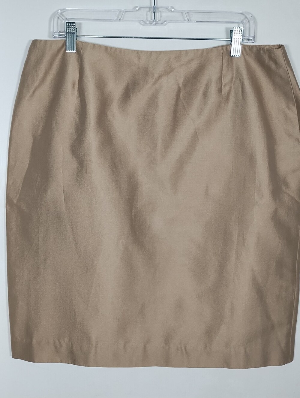 Talbots Petites Womens 16 Beige Silk Blend Pencil Skirt Lined Classic Career